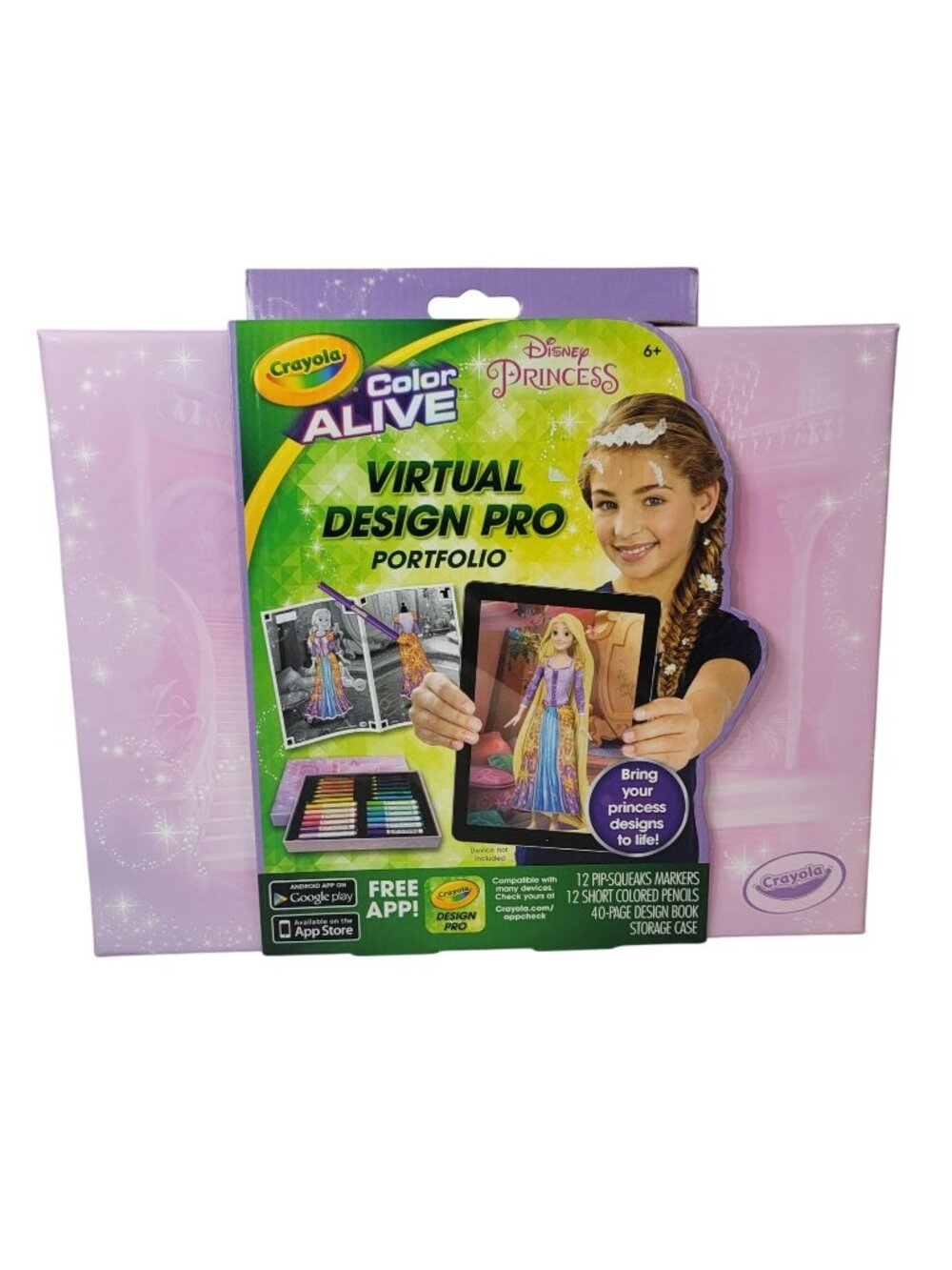 Crayola Disney Princess Art Kit Virtual Design Pro Markers Case Color Alive NEW
